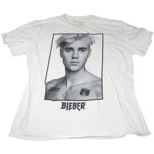 Justin Bieber Graphic T Shirt White XXL Mens Portrait Tour Merch